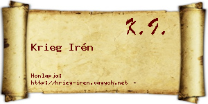 Krieg Irén névjegykártya
